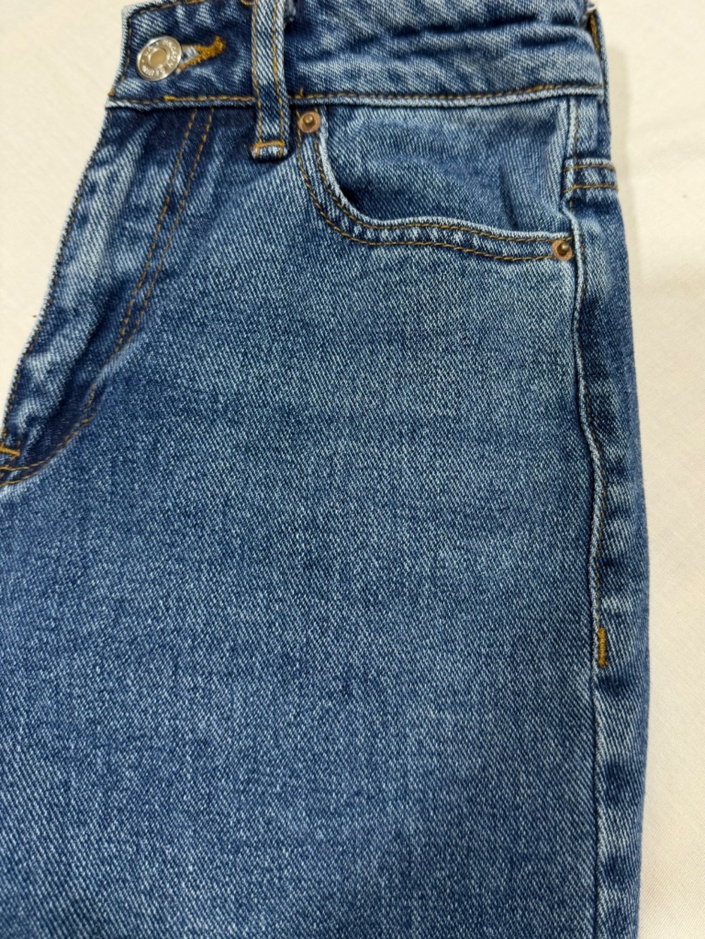 Pacsun High Rise Mom Buttonfly Distressed Jean Raw Hem Medium Wash Sz 22 - Picture 3 of 10